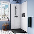 CERAMIA - Ceramia Alda Receveur de douche 120x80cm en pierre de synthèse durable, noir mat (ALD15-12080N) - vignette