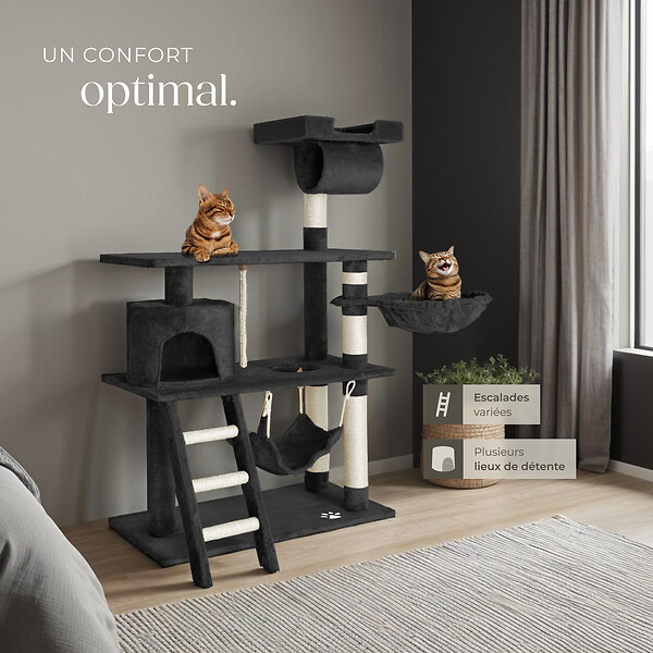 TECTAKE - Arbre à chat MARCEL 141 cm noir - large