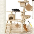 TECTAKE - Arbre à chat beige 141 cm corde de jeu rouleau tunnel plateforme d'observation sisal multiples niveaux - vignette