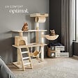 TECTAKE - Arbre à chat beige 141 cm corde de jeu rouleau tunnel plateforme d'observation sisal multiples niveaux - vignette