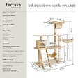 TECTAKE - Arbre à chat beige 141 cm corde de jeu rouleau tunnel plateforme d'observation sisal multiples niveaux - vignette