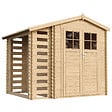 TIMBELA - Abri de jardin en bois et range bûches AVEC SOL TRAITÉ - M386F - vignette