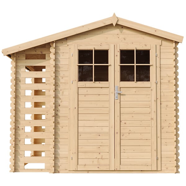 TIMBELA - Abri de jardin en bois et range bûches AVEC SOL TRAITÉ - M386F - large