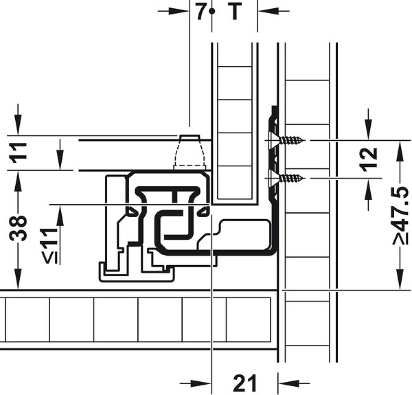 HANGER - Paire de coulisses sous tiroir 400mm amortisseur avec 2 attaches - HAFELE - 433.03.653 - large