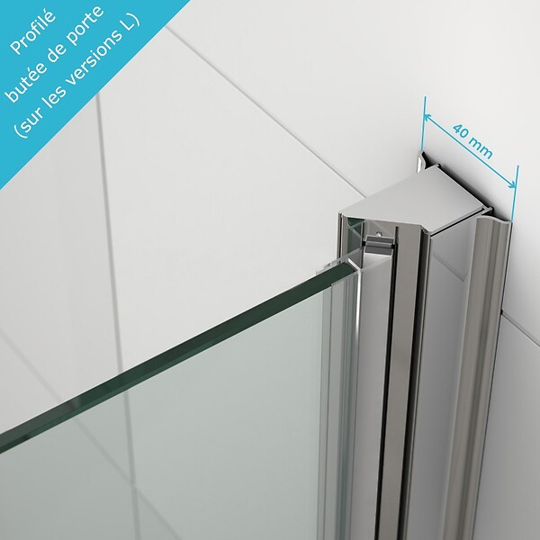 THALASSOR - SINA 80 L - Porte de douche pivotante réglable de 79,5 à 83 cm - large