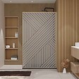 AURLANE - Paroi de douche 120x200 HINATA - Style Japandi Geometrique - Cadre Effet Bois - Verre 6mm - vignette