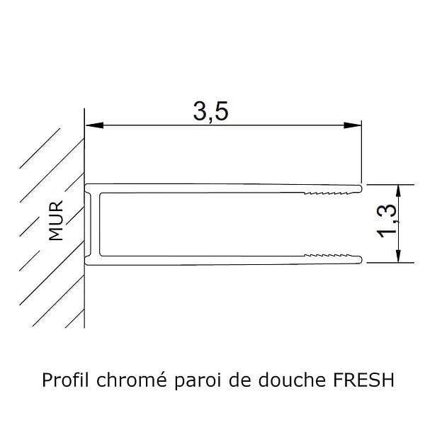 KASSANDRA - Paroi de douche fixe FRESH verre sérigraphié 100 cm - large