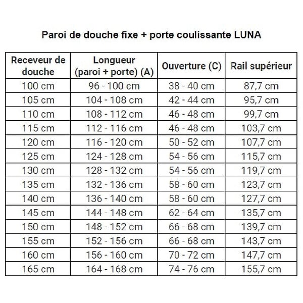 KASSANDRA - Paroi de douche fixe + Porte coulissante LUNA profil noir mat verre fumé 130 cm Sans paroi latérale - large