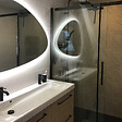 KASSANDRA - Paroi de douche fixe + Porte coulissante LUNA profil noir mat 105 cm Sans paroi latérale - vignette