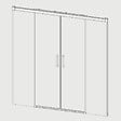 KASSANDRA - Paroi de douche 2 verres fixes + 2 portes coulissantes GLASÉ profil noir mat 140 cm - vignette