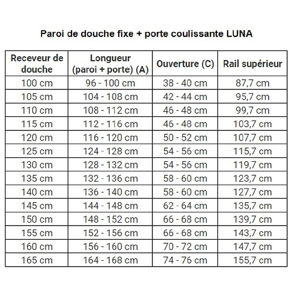 KASSANDRA - Paroi de douche fixe + Porte coulissante LUNA profil noir mat verre fumé 125 cm Sans paroi latérale - large