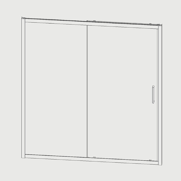 KASSANDRA - Paroi de douche fixe + Porte coulissante BELLA 125 cm Paroi latérale : 77 - 79 cm - large