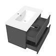 AICA SANITAIRE - AICA ensemble meuble 80 cm anthracite avec 2 tiroirs à fermeture automatique, lavabo céramique + miroir salle de bain Bluetooth tricolore + 2 colonnes hautes, suspendu - vignette