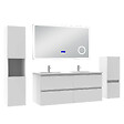 AICA SANITAIRE - AICA ensemble meuble salle de bain 120 cm blanc avec 4 tiroirs à fermeture automatique, lavabo céramique + miroirBluetooth + 2 colonnes, suspendu - vignette