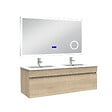 AICA SANITAIRE - AICA Ensemble meuble 120 cm, lavabo céramique double + Miroir salle de bain Bluetooth avec 3 couleurs dimmable, Chêne Wotan à suspendre - vignette