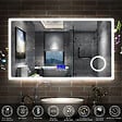 AICA SANITAIRE - AICA ensemble meuble 120 cm anthracite avec 4 tiroirs à fermeture automatique, lavabo céramique + miroir salle de bain Bluetooth tricolore + colonne, suspendu - vignette