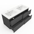 AICA SANITAIRE - AICA ensemble meuble 120 cm anthracite avec 4 tiroirs à fermeture automatique, lavabo céramique + miroir salle de bain Bluetooth tricolore + colonne, suspendu - vignette