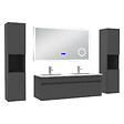 AICA SANITAIRE - AICA Ensemble meuble 120 cm anthracite, lavabo céramique + 2 colonnes hautes + Miroir salle de bain Bluetooth avec 3 couleurs dimmable, suspendu - vignette