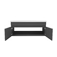 AICA SANITAIRE - AICA Ensemble meuble 100 cm, lavabo céramique simple + colonne + Miroir salle de bain Bluetooth avec 3 couleurs dimmable, anthracite à suspendre - vignette