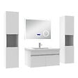 AICA SANITAIRE - AICA Ensemble meuble 80 cm blanc, lavabo céramique + 2 colonnes hautes + Miroir salle de bain Bluetooth avec 3 couleurs dimmable, suspendu - vignette