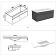 AICA SANITAIRE - AICA Ensemble meuble salle de bain 100 cm anthracite, lavabo céramique + 2 colonnes hautes + Miroir Bluetooth avec 3 couleurs dimmable, suspendu - vignette