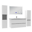 AICA SANITAIRE - AICA ensemble meuble 100 cm blanc avec 2 tiroirs à fermeture automatique, lavabo céramique + miroir salle de bain Bluetooth + 2 colonnes, suspendu - vignette