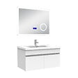 AICA SANITAIRE - AICA Ensemble meuble 80 cm, lavabo céramique simple + Miroir salle de bain Bluetooth avec 3 couleurs dimmable, blanc à suspendre - vignette