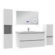 AICA SANITAIRE - AICA ensemble meuble salle de bain 100 cm blanc avec 2 tiroirs à fermeture automatique, lavabo céramique + miroirBluetooth + 2 colonnes, suspendu - vignette