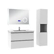 AICA SANITAIRE - AICA ensemble meuble 80 cm blanc avec 2 tiroirs à fermeture automatique, lavabo céramique + miroir salle de bain Bluetooth tricolore + colonne haute, suspendu - vignette