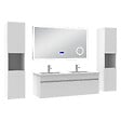 AICA SANITAIRE - AICA Ensemble meuble 120 cm blanc, lavabo céramique + 2 colonnes hautes + Miroir salle de bain Bluetooth avec 3 couleurs dimmable, suspendu - vignette