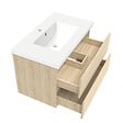 AICA SANITAIRE - AICA ensemble meuble 80 cm Chêne Wotan avec 2 tiroirs à fermeture automatique, lavabo céramique + miroir salle de bain Bluetooth + 2 colonnes, suspendu - vignette