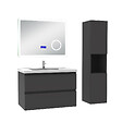 AICA SANITAIRE - AICA ensemble meuble 80 cm anthracite avec 2 tiroirs à fermeture automatique, lavabo céramique + miroir salle de bain Bluetooth tricolore + colonne haute, suspendu - vignette