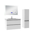 AICA SANITAIRE - AICA ensemble meuble 80 cm blanc avec 2 tiroirs à fermeture automatique, lavabo céramique + miroir salle de bain Bluetooth tricolore + colonne, suspendu - vignette