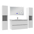 AICA SANITAIRE - AICA ensemble meuble 100 cm blanc avec 2 tiroirs à fermeture automatique, lavabo céramique + miroir salle de bain Bluetooth tricolore + 2 colonnes hautes, suspendu - vignette