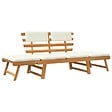 VIDAXL - vidaXL Banc de jardin avec coussins 2-en-1 190 cm Bois solide d'acacia - vignette
