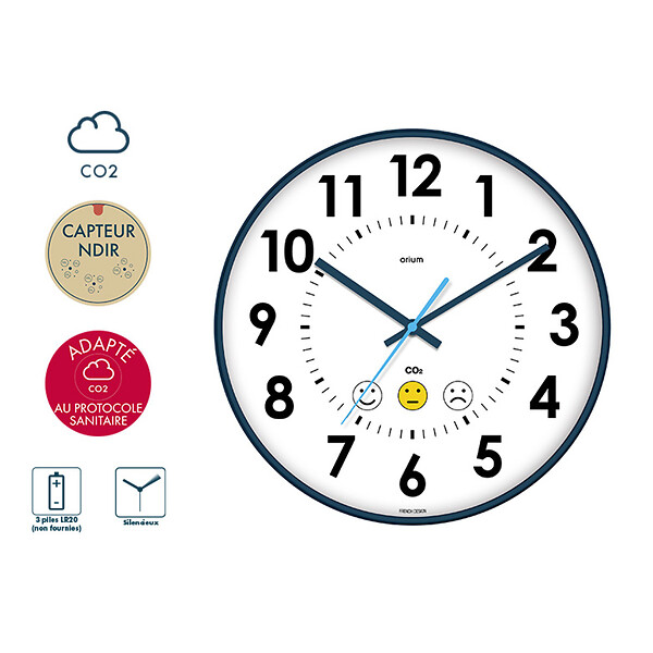 ORIUM - Horloge analogique capteur de CO2 Quaelis 15 - Orium - large