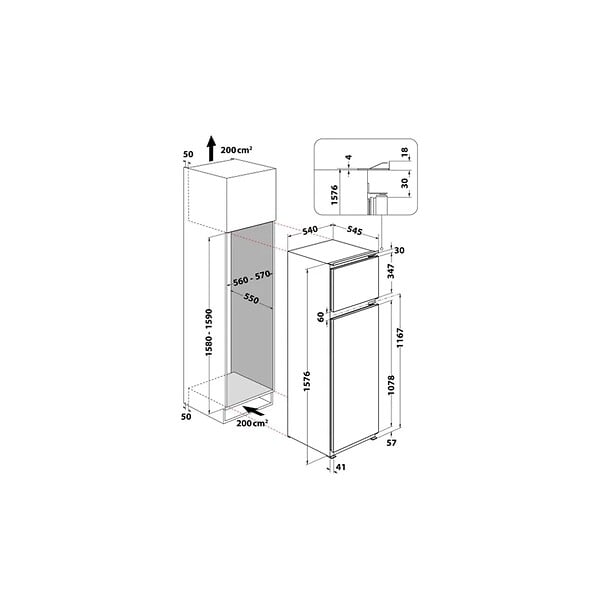 WHIRLPOOL - Réfrigérateur Combiné Intégrable à Glissières 239l - ART3642 - large