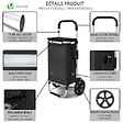 VOUNOT - Chariot de course pliable aluminium 2 roues avec sac isotherme noir - vignette