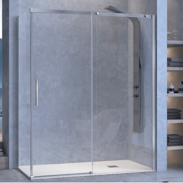 KASSANDRA - Paroi de douche fixe + Porte coulissante LUNA 120 cm Sans paroi latérale - large