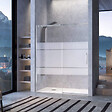 KASSANDRA - Paroi de douche fixe + Porte coulissante LUNA verre sérigraphié 160 cm Sans paroi latérale - vignette