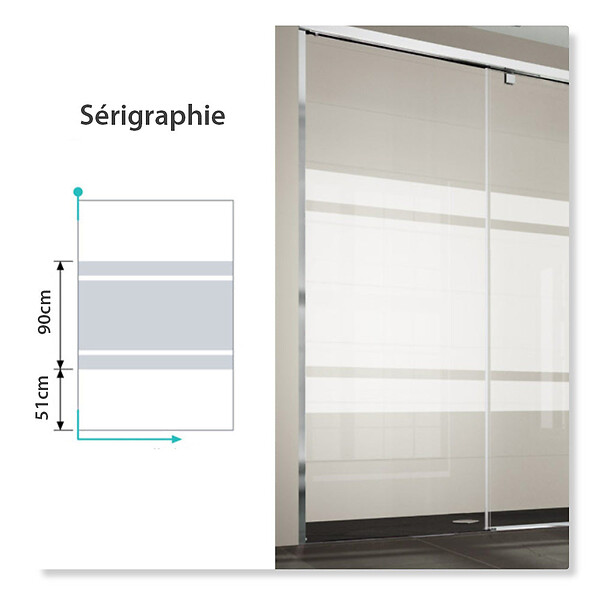 KASSANDRA - Paroi de douche fixe + Porte coulissante LUNA verre sérigraphié 160 cm Sans paroi latérale - large