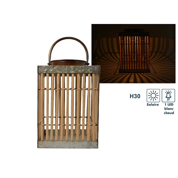 ORIUM - Lanterne solaire bambou Carrée - Orium - large