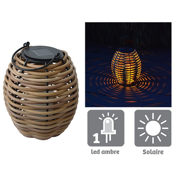 ORIUM - Lanterne solaire tressée Alicia h26cm - Orium - large