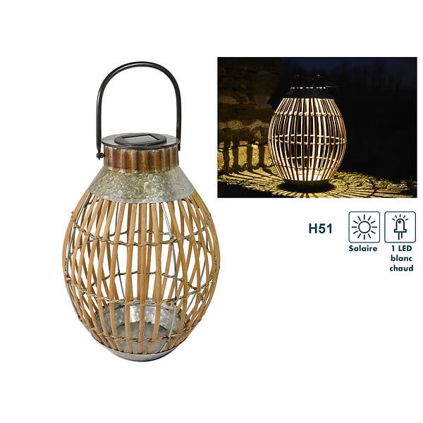 ORIUM - Lanterne solaire bambou h51cm - Orium - large