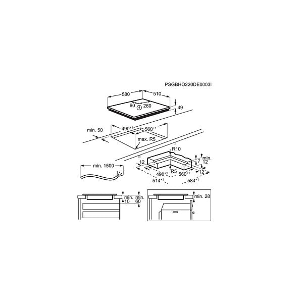 ELECTROLUX - table de cuisson induction 60cm 4 feux 7350w noir - EIV66453I - large