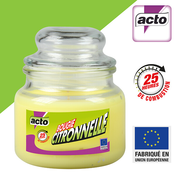 ACTO - Bougie anti-moustique citronnelle - Pot en verre - 25h - large
