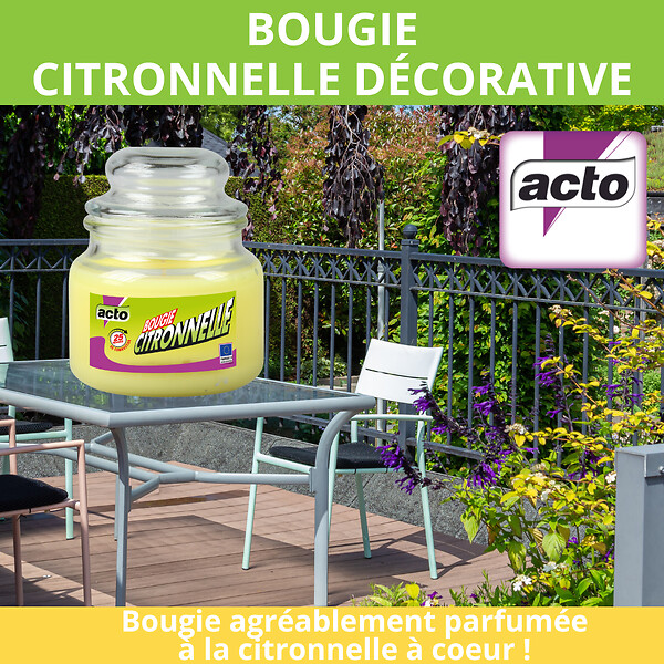 ACTO - Bougie anti-moustique citronnelle - Pot en verre - 25h - large