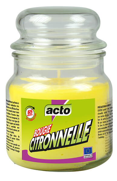 ACTO - Bougie parfumée citronnelle - Bocal verre - 65h combustion - large