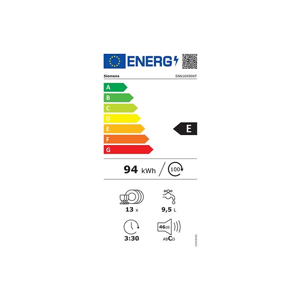 SIEMENS - lave-vaisselle 60cm 13 couverts tout intégrable - SN616X00KF - large