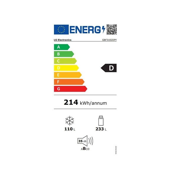 LG - réfrigérateur combiné 60cm 343l nofrost inox - GBF3102DPY - large